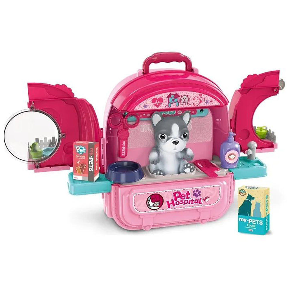 Pet Hospital Backpack With Figure & Accessories Playset - Pink