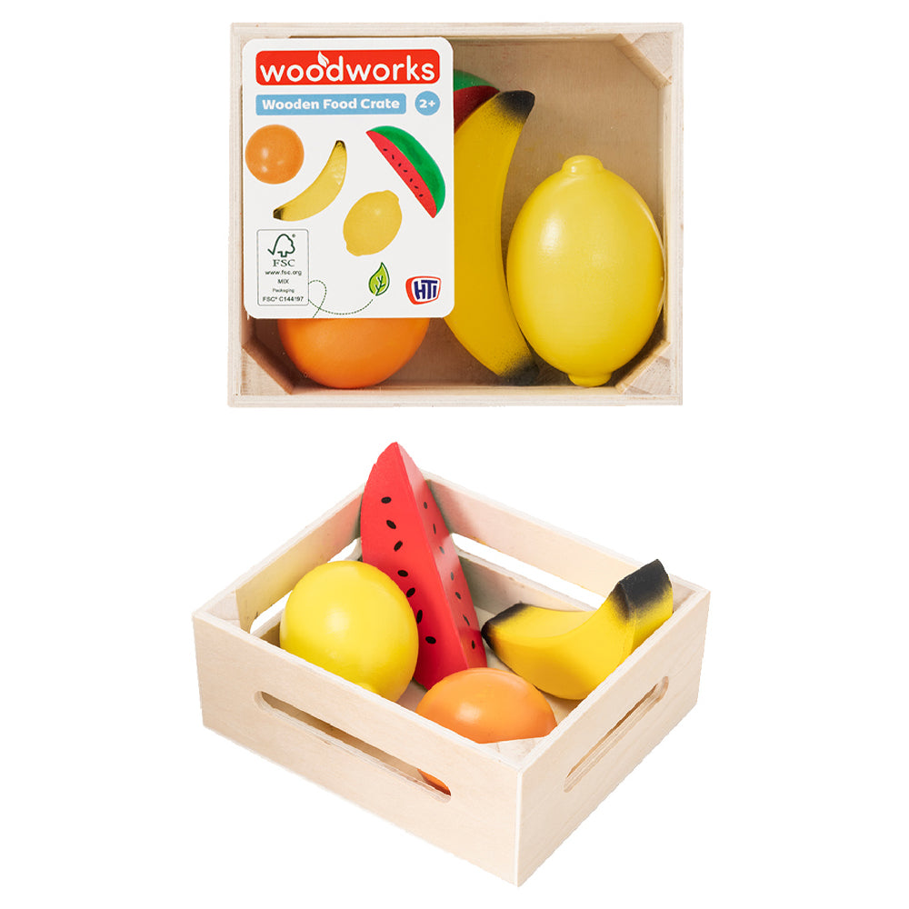 Woodworks Mini Wooden Food Crate Pretend Play Set