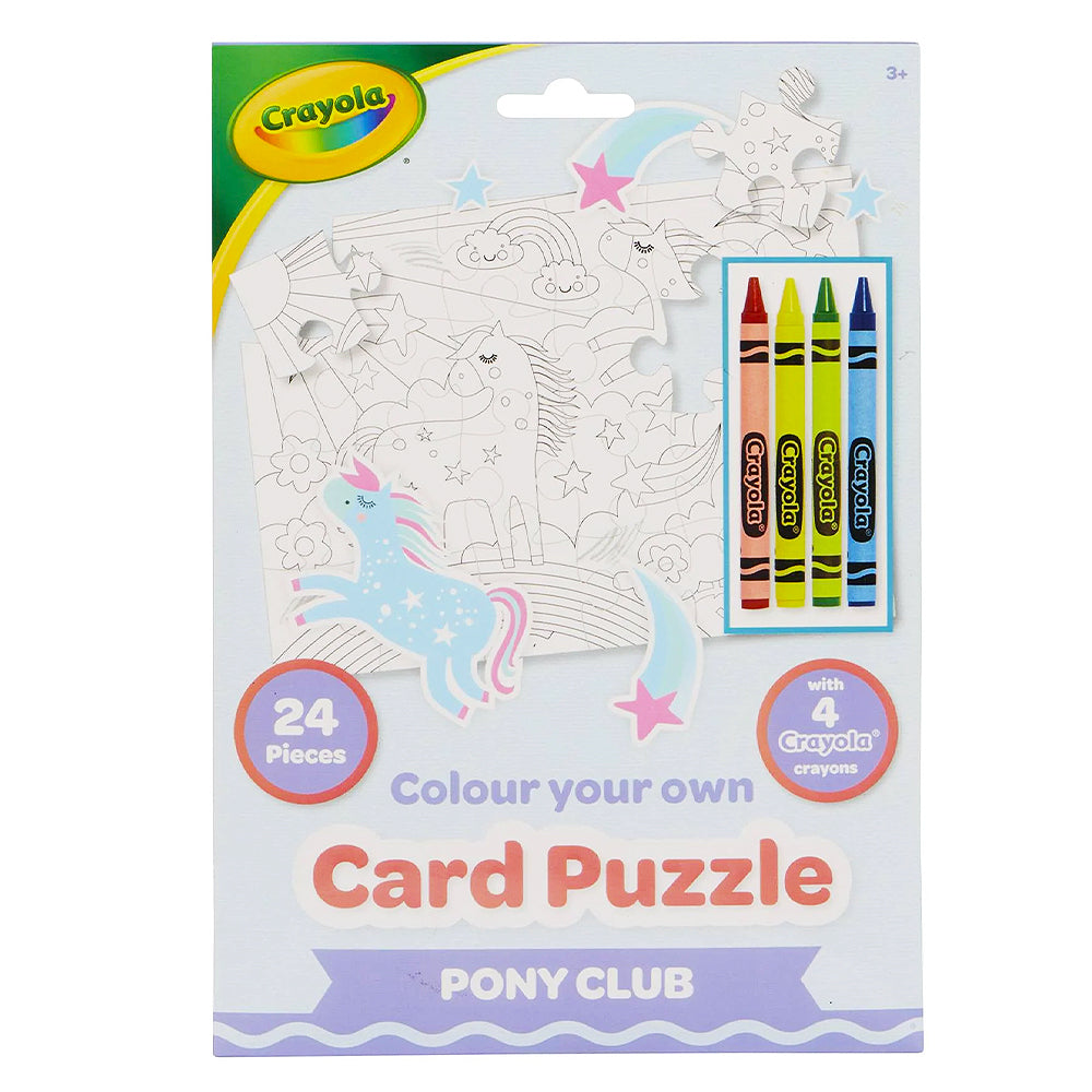 Crayola Colour Your Own Pony Club Card Puzzle & 4 Crayons