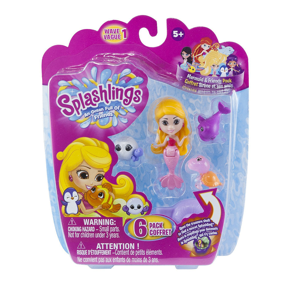 Splashlings Mermaid Collectible Mini Figure 6pk Set