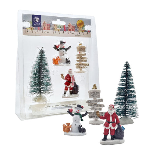 Christmas Scene Resin Collectible 4pc Pack
