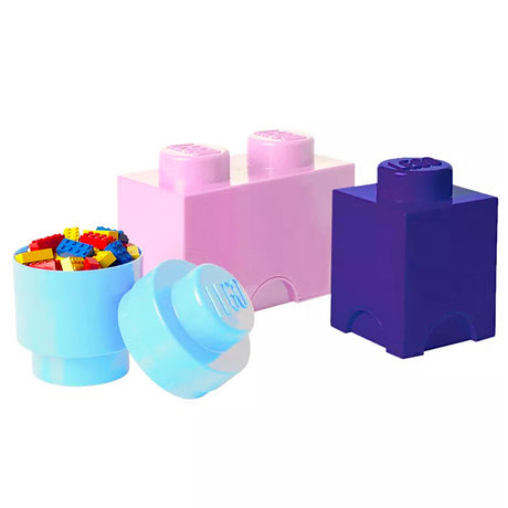 LEGO Storage Brick Multi-Pack 3pc Set - Purple/Blue/Pink