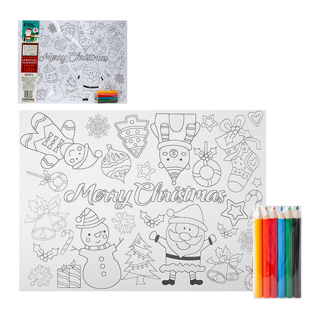 Christmas Colour Your Own Placemates & Pencils 6pk