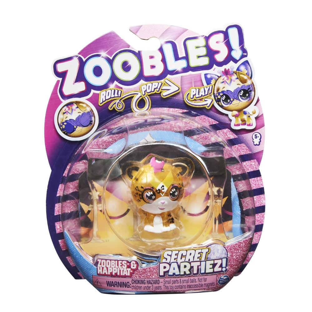 Zoobles Secret Partiez Leopard Pop Roll & Play Figure