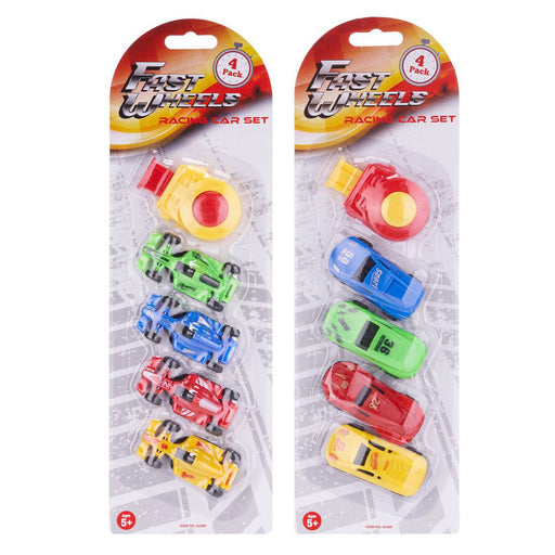 Fast Wheels 4pk Racing Car Set With Launcher
