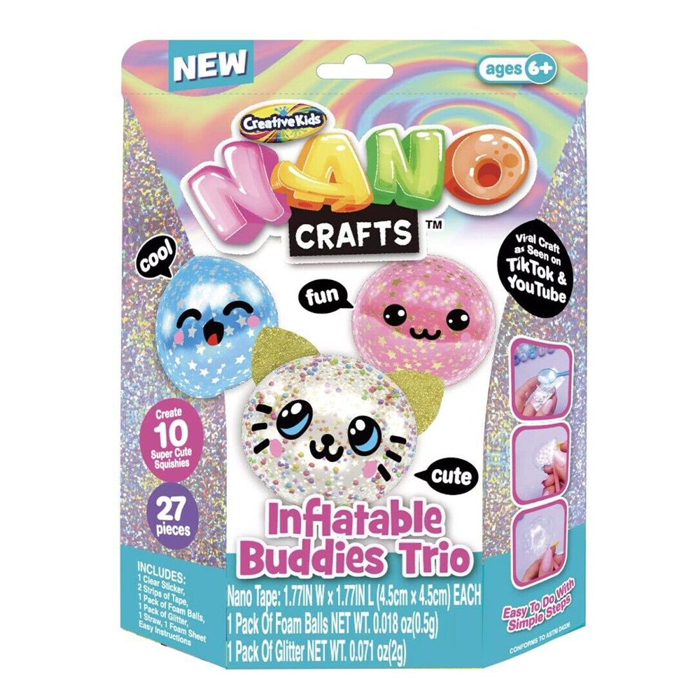 Nano Crafts Inflatable Buddies Trio Create Your Own Squishies