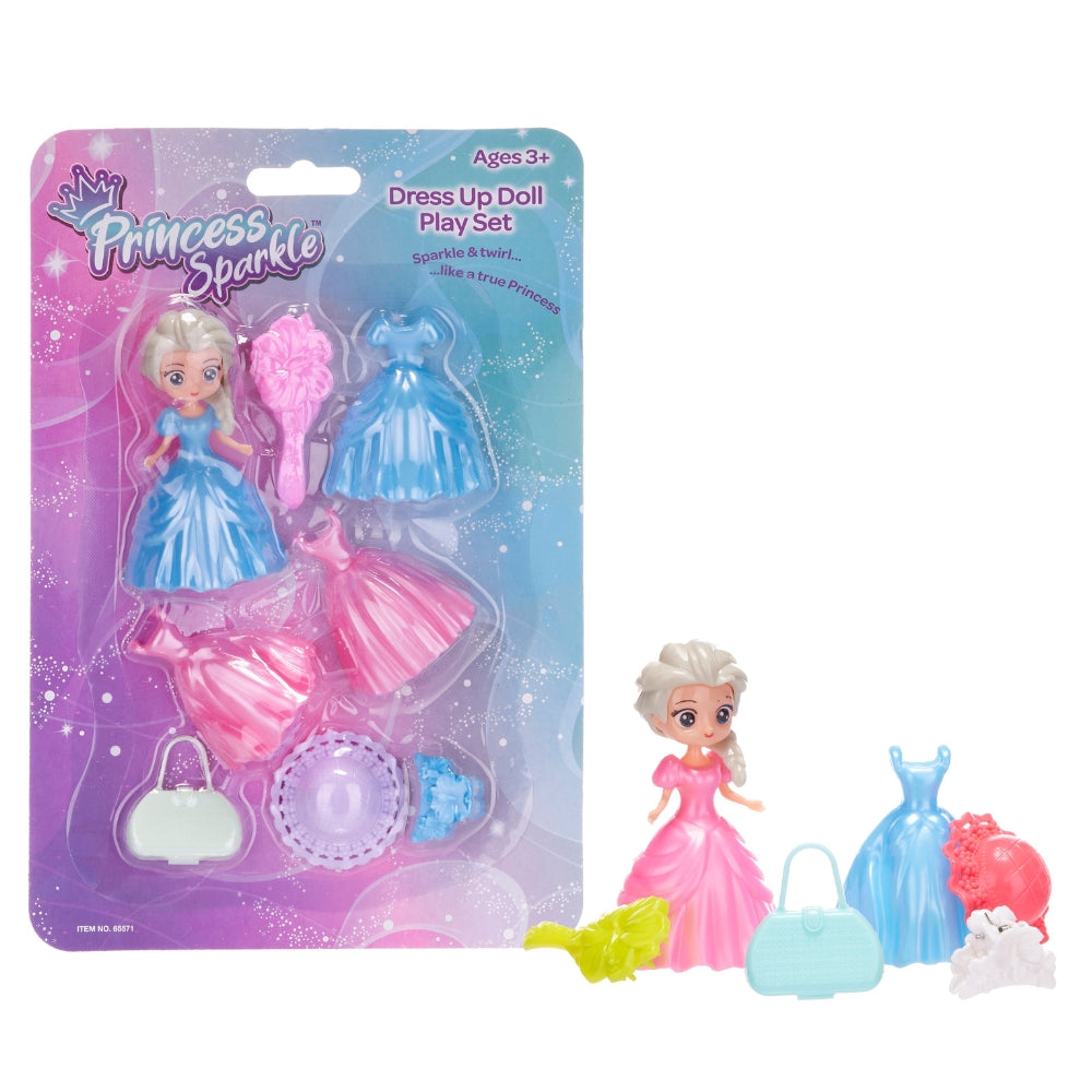 Princess Sparkle Dress Up Doll Play Set With Accessories