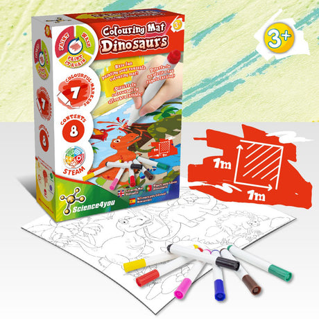 Science4You Dinosaurs Washable Colouring Mat With Markers Playset