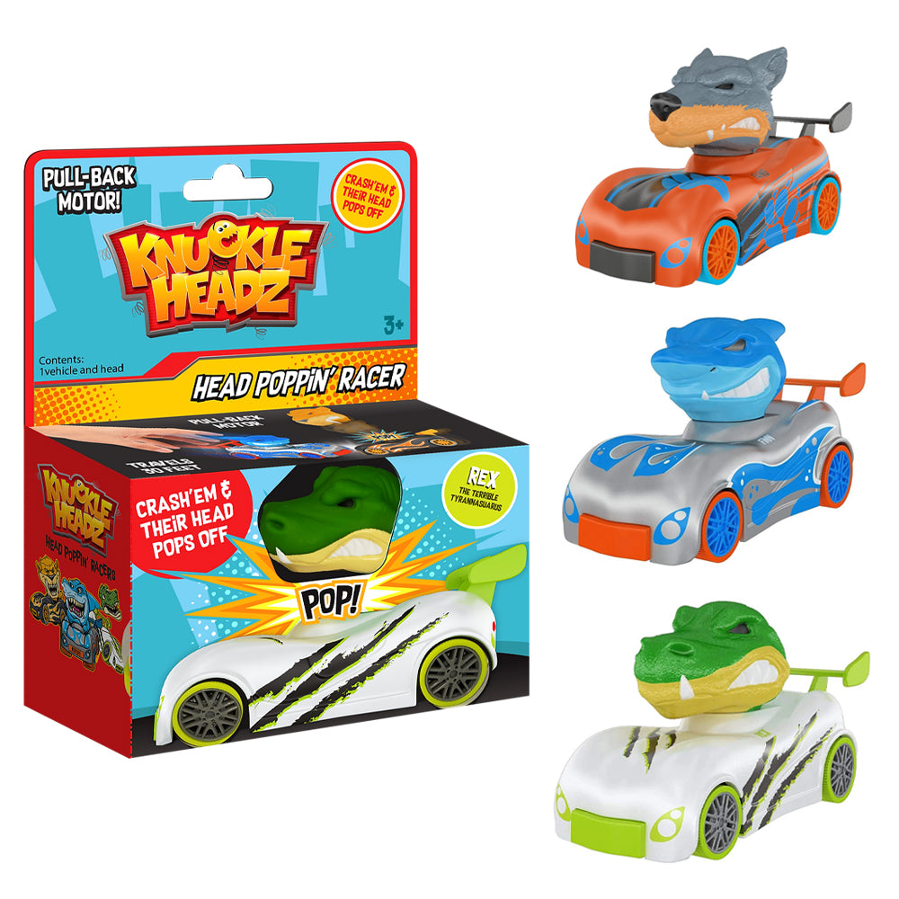 Knuckle-Heads Poppin' Racers Pull-Back Figure Vehicle Toy