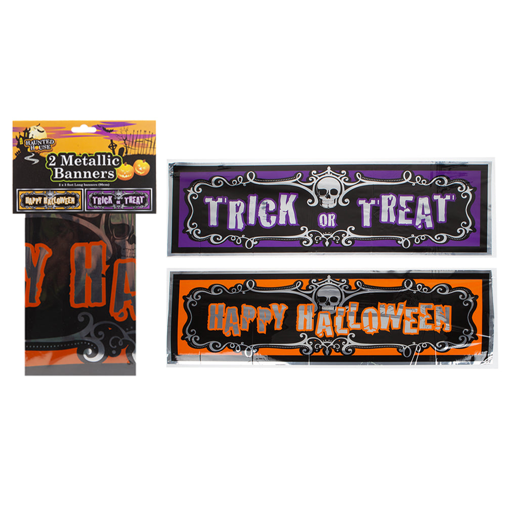 Halloween Metallic Banners 2pk Decoration