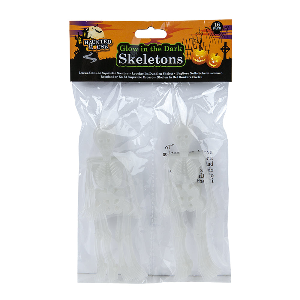 Glow In The Dark 16pc Skeleton Pack Halloween Decoration