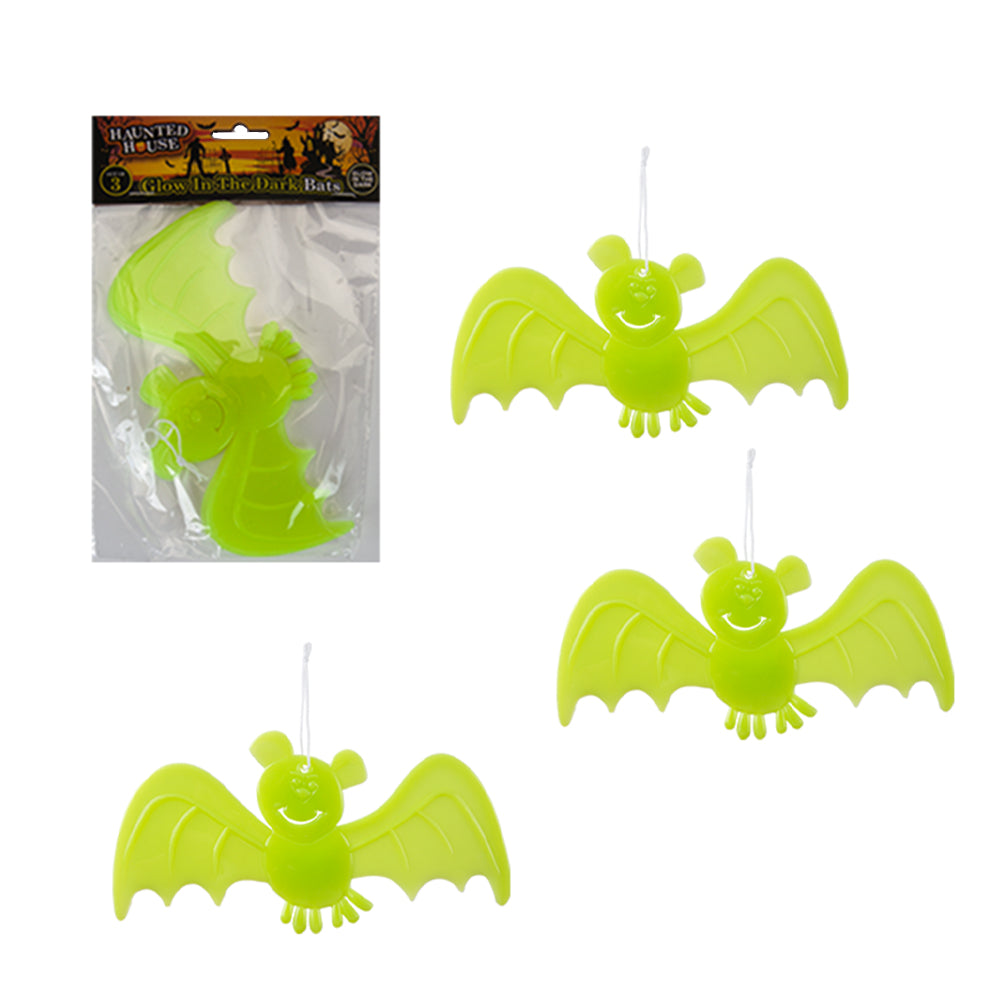 Glow In The Dark Bats 3pk Halloween Decoration