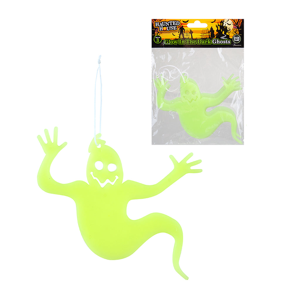 Glow In The Dark Ghosts 3pk Halloween Decoration