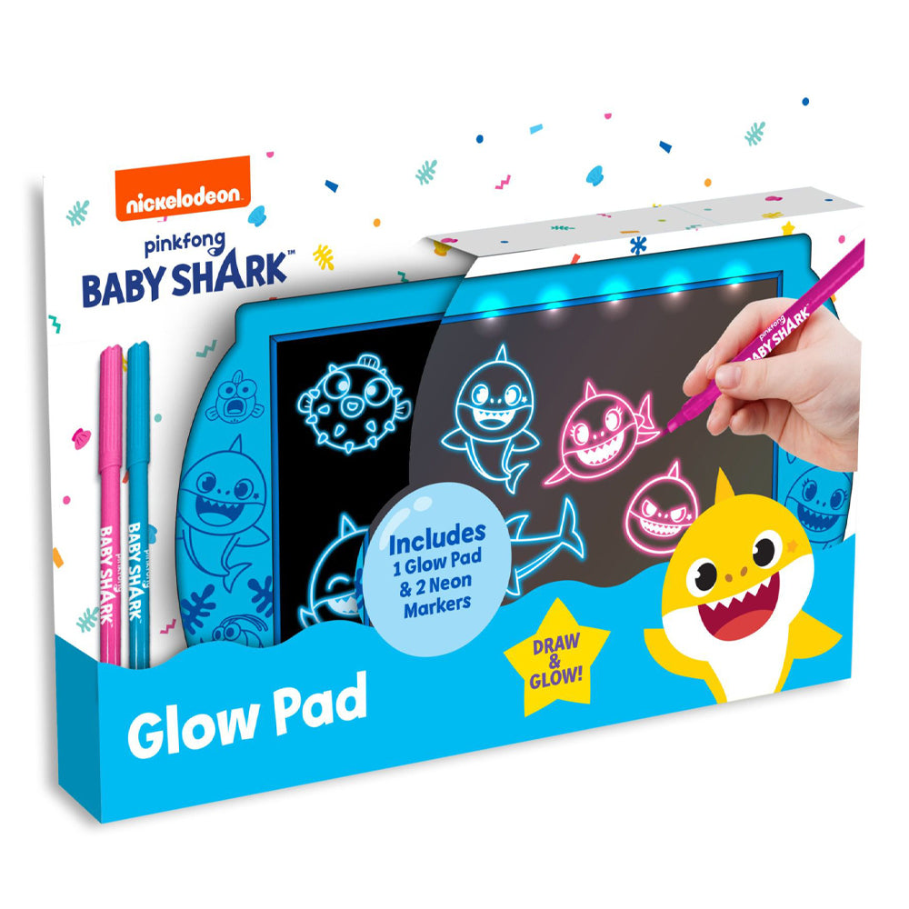 Baby Shark Glow Pad & Neon Markers Nickelodeon Pinkfong Draw & Glow Board