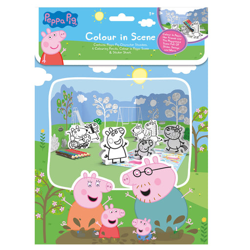 Peppa Pig Colour In Scene + Character Standees Pencils & Stickers Playset