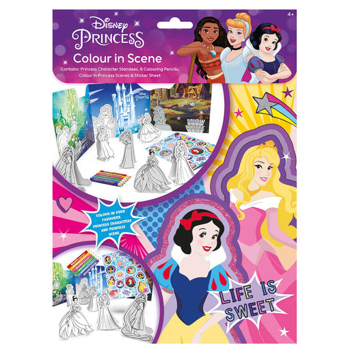 Disney Princess Colour In Scene + Character Standees Pencils & Stickers Playset
