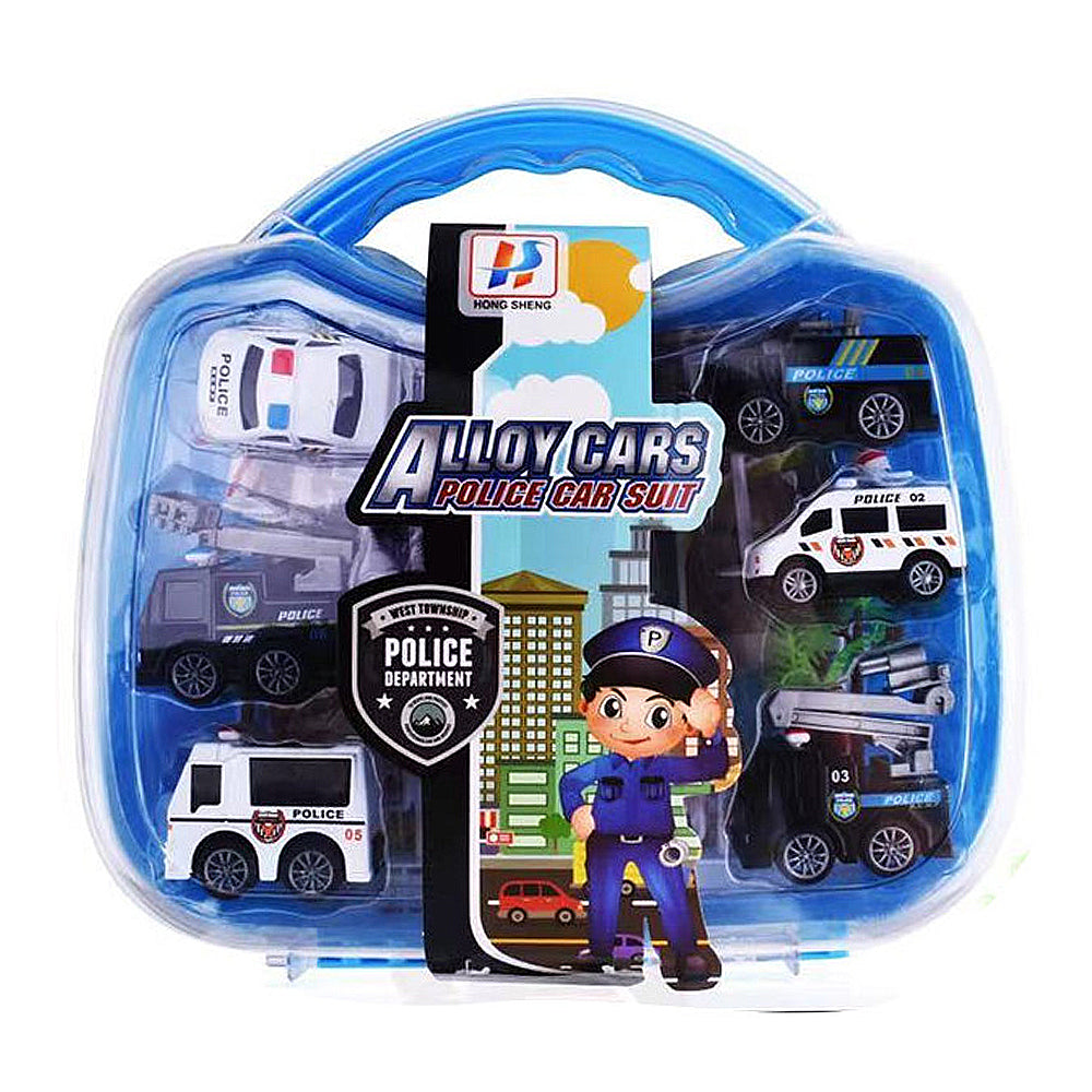 Alloy Cars Police Vehicle Playset In Carry Case