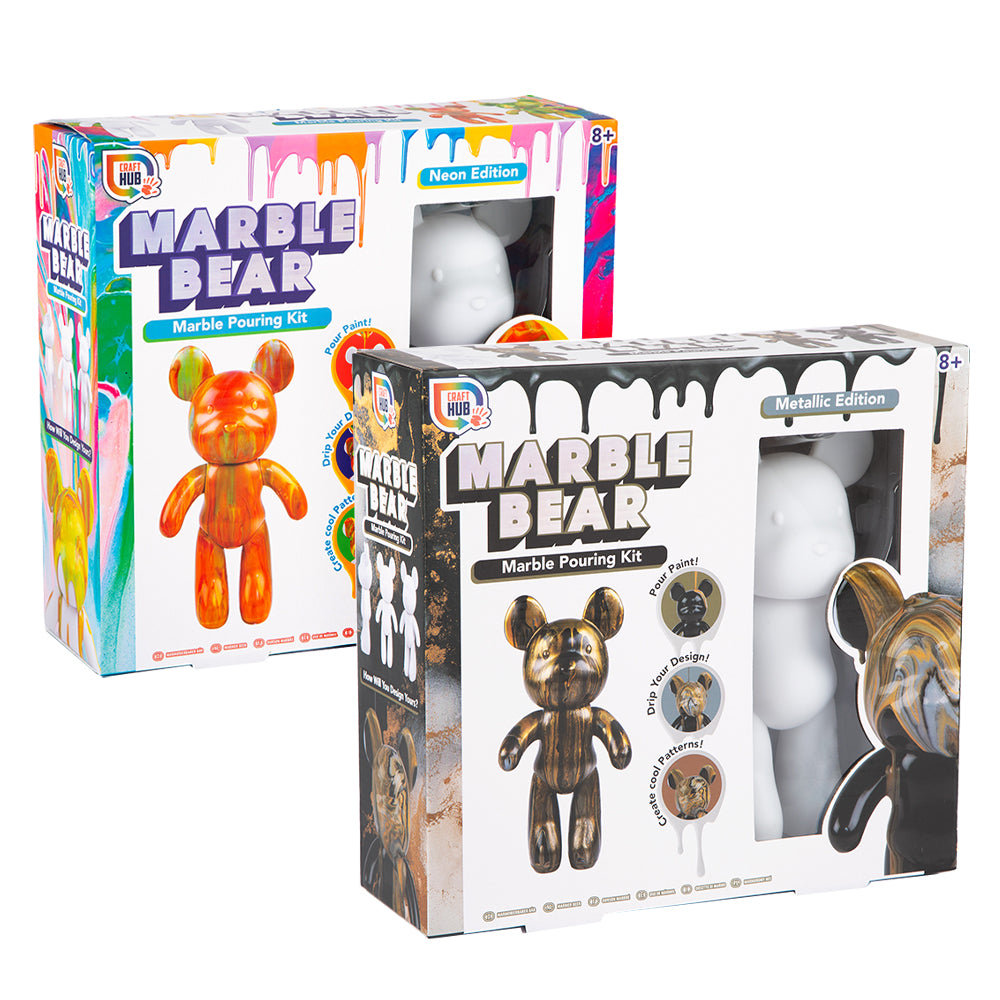 CraftHub Marble Bear Large Marble Paint Pouring Craft Kit