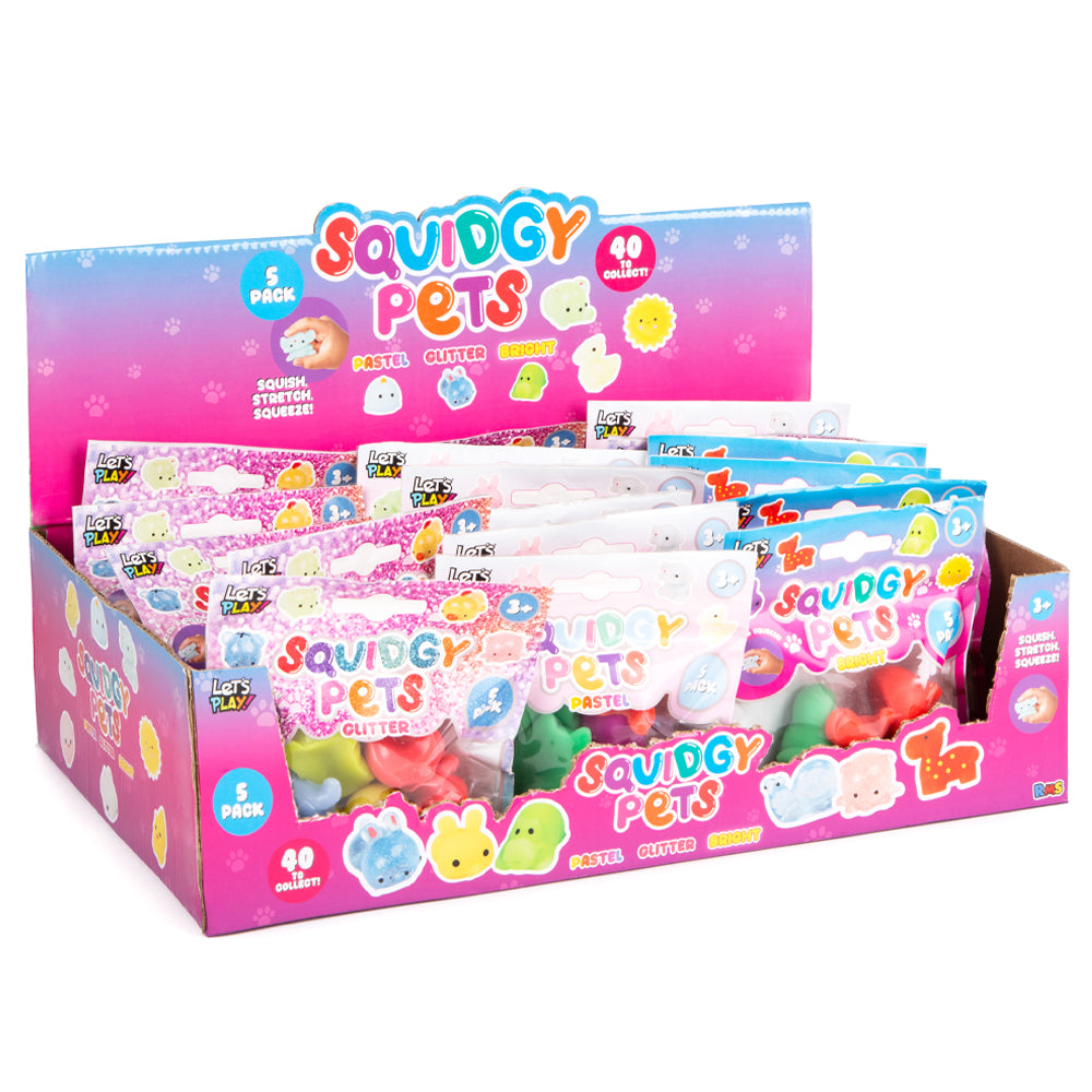 Squidgy Pets Cute Mini Animal 5pk Collectible Squishy Toy Pack