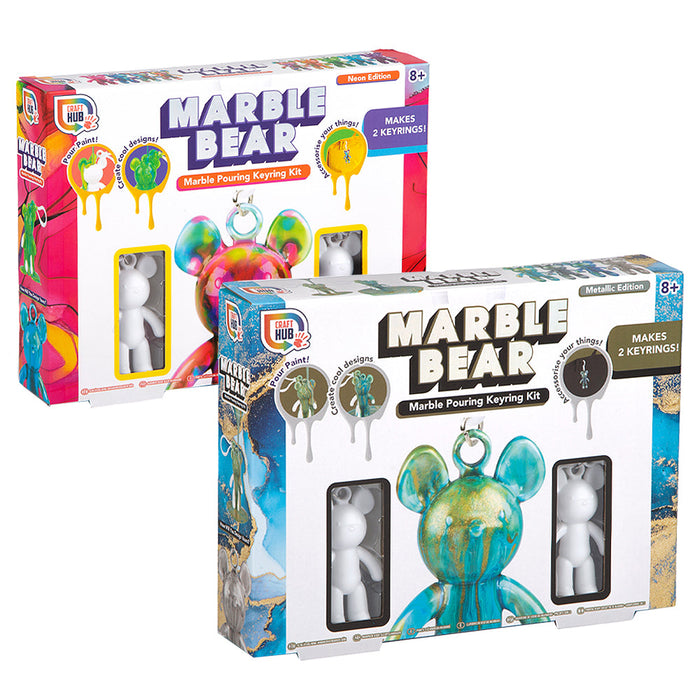 CraftHub Marble Bear Marble Paint Pouring Keyring Craft Kit