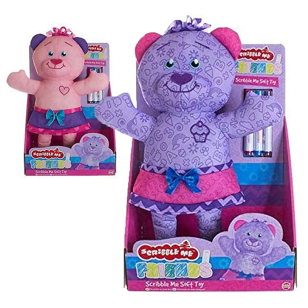 Scribble Me Friends Bear Colour In Soft Plush Toy