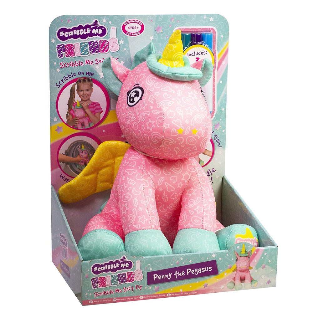 Scribble Me Friends Unicorn Colour In Soft Plush Toy