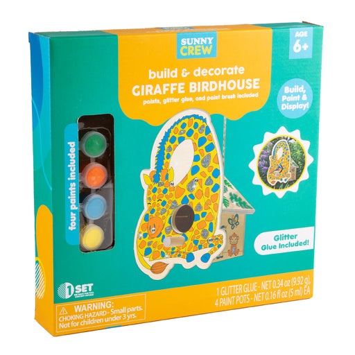 Build & Decorate Giraffe Birdhouse With Glitter Glue & Paint Kids Craft Kit