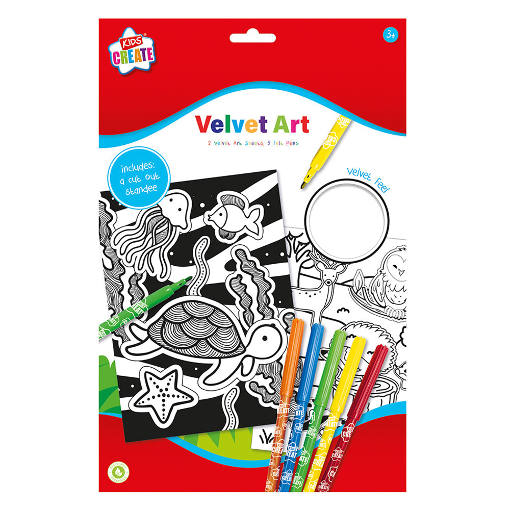 Velvet Art Pack + 2 Sheets & 5 Felt Pens