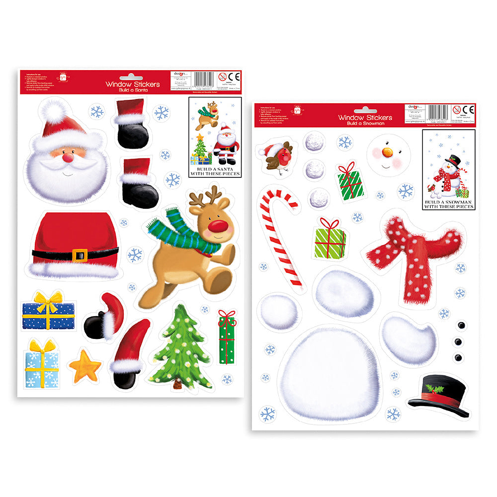 Christmas Build-A-Character Window Stickers