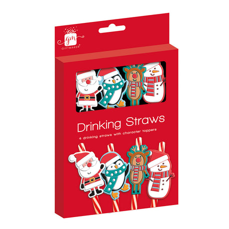 Christmas Chracter Drinking Straws 4pk