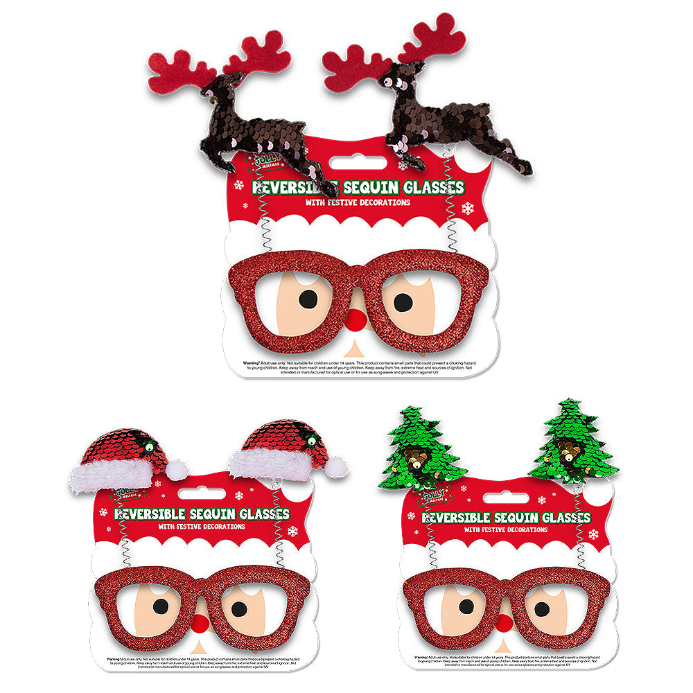 Christmas Reversible Novelty Sequin Glasses