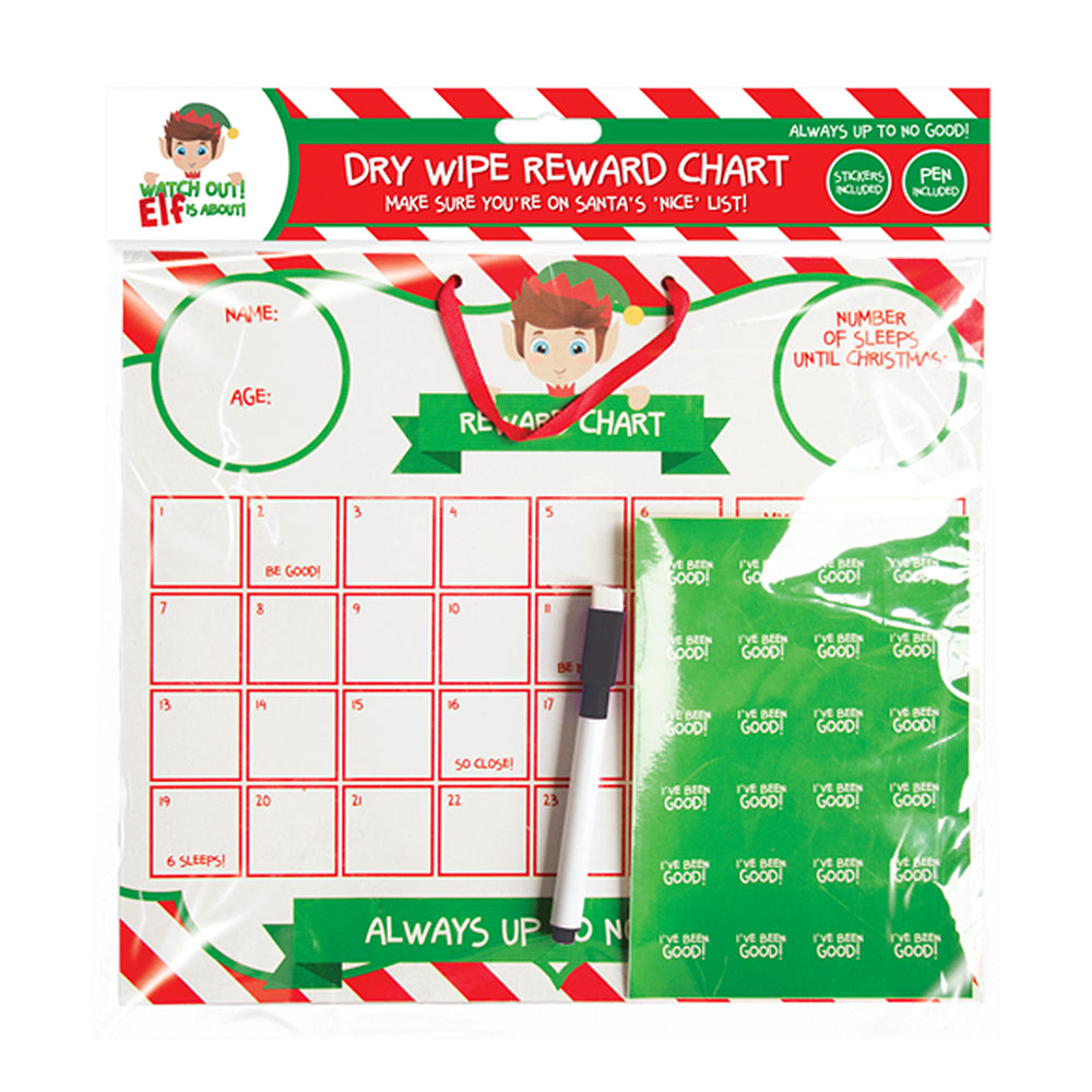 Christmas Elf Dry Wipe Reward Chart