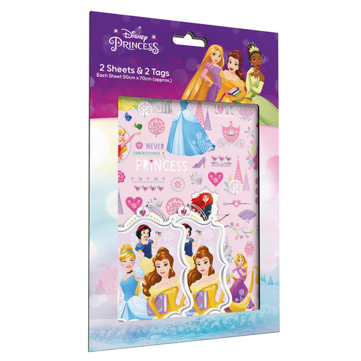 Disney Princess Wrapping Paper 2 Sheets & 2 Tags Pack