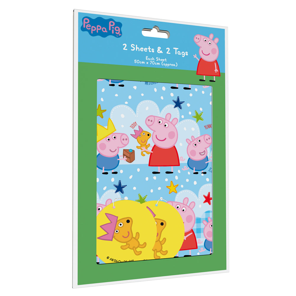 Peppa Pig Wrapping Paper 2 Sheets & 2 Tags Pack