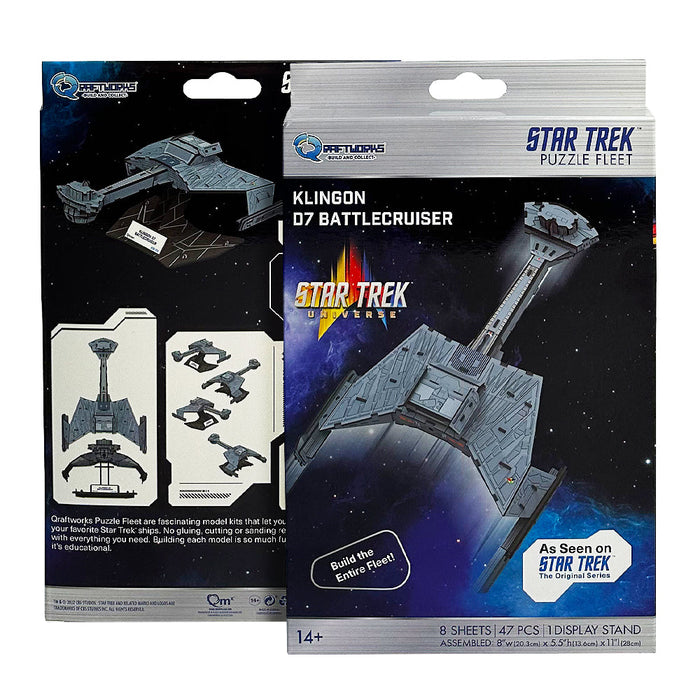 Qraftworks Star Trek Puzzle Fleet Klingon D7 Battlecruiser 47pc QMx Model Kit