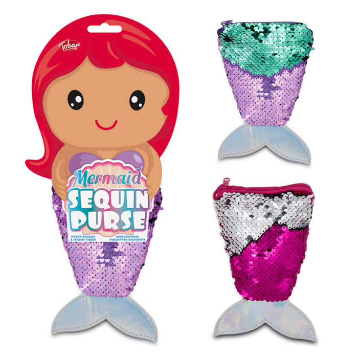 Mermaid Tail Reversible Sequin Purse With Zip