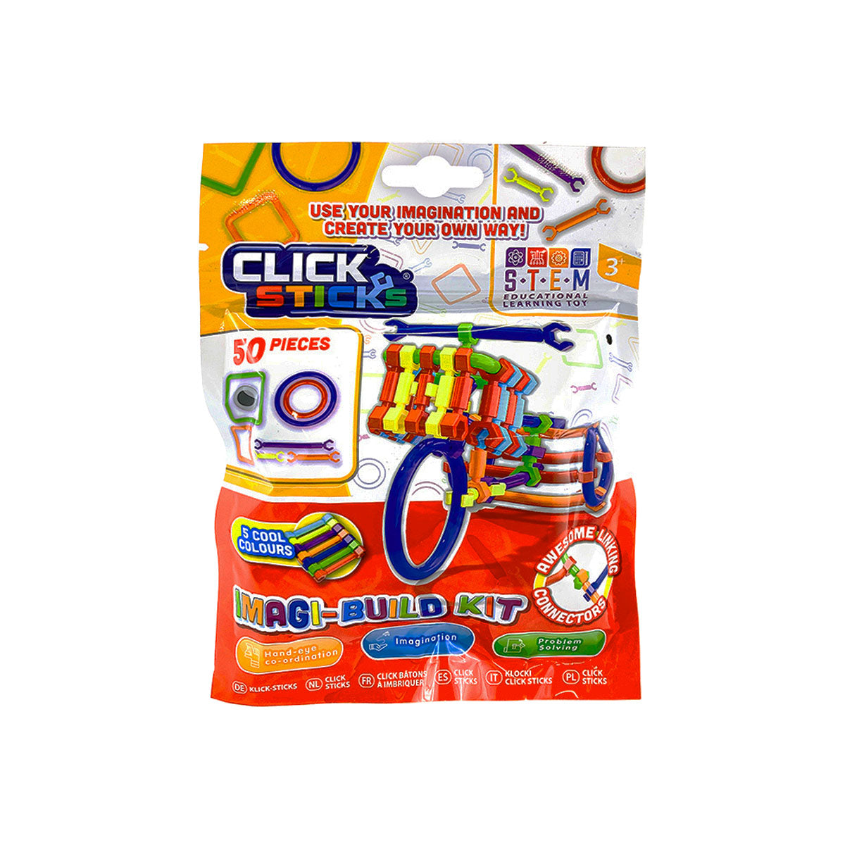 Click Sticks Cool Colours Imagi-Build 50pc STEM Learning Blind Bag