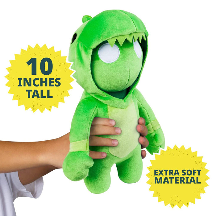 Gang Beasts Plush Stretchables 10" Stretchy Soft  Toy - Green Dinosaur Kigurumi