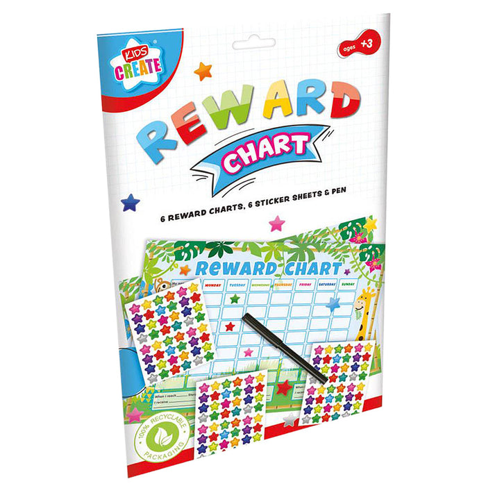 Kids Create Reward Chart 6pc Set With Stickers & Pen