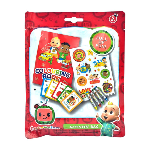 Cocomelon Activity Bag With Stickers Colouring Book Crayons & Flashcards