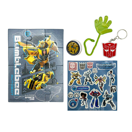 Transformers EarthSpark Fun Bag With Stickers Puzzle Keyring & More