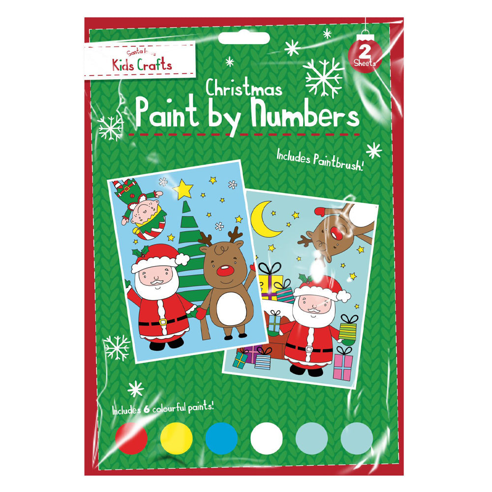 Christmas Paint By Numbers With 6 Paints & 2 Sheets