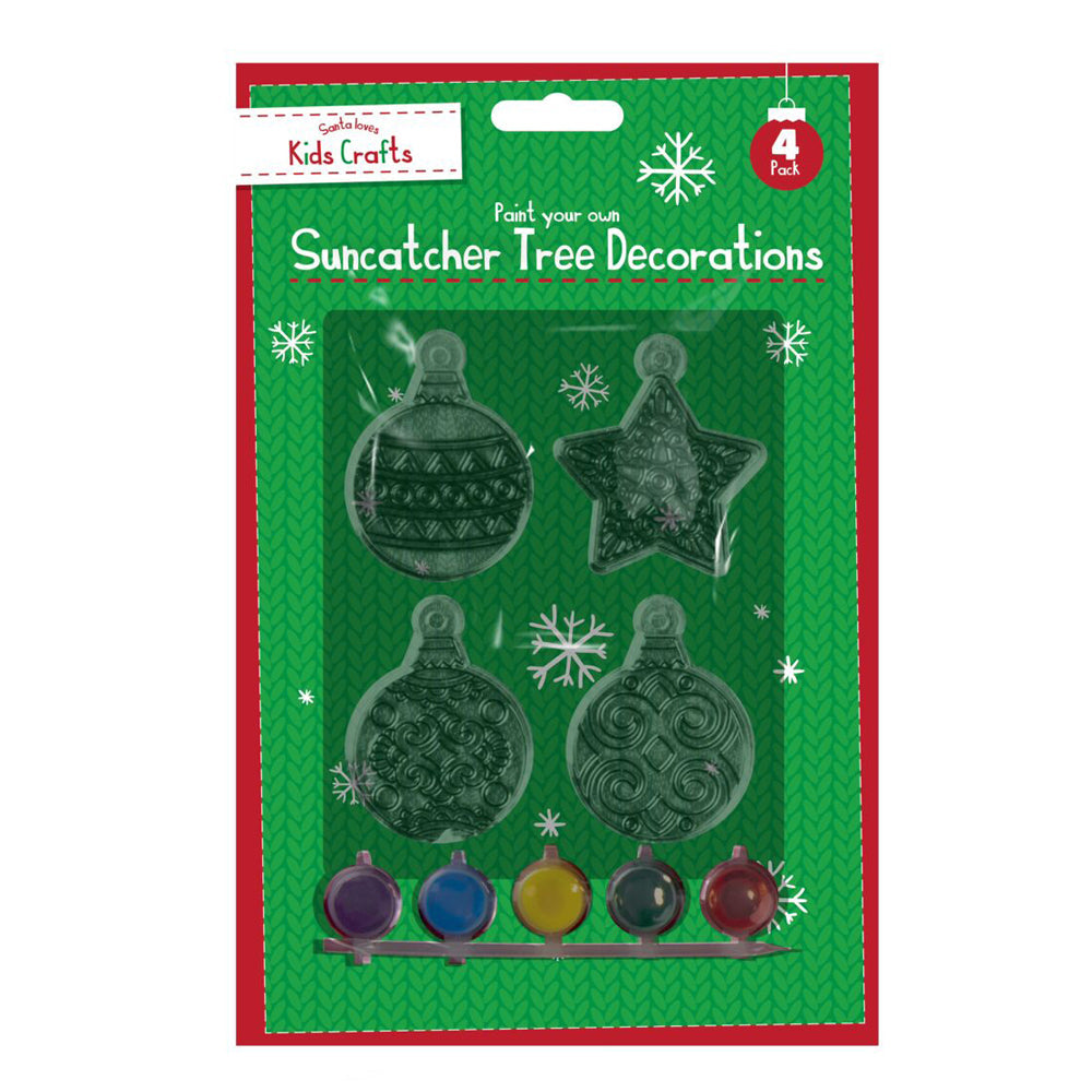 Christmas Paint Your Own Suncatcher Tree Decorations 4pk