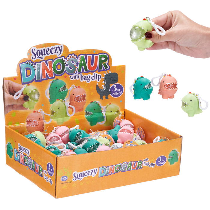 Squeezy Mini Dinosaur With Bag Clip