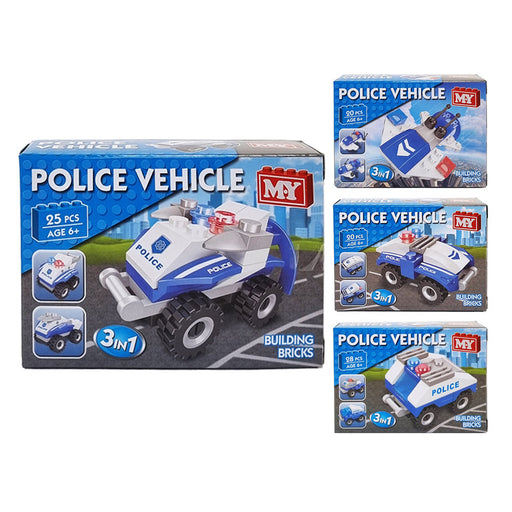 Police Vehicle Building Bricks Play Set