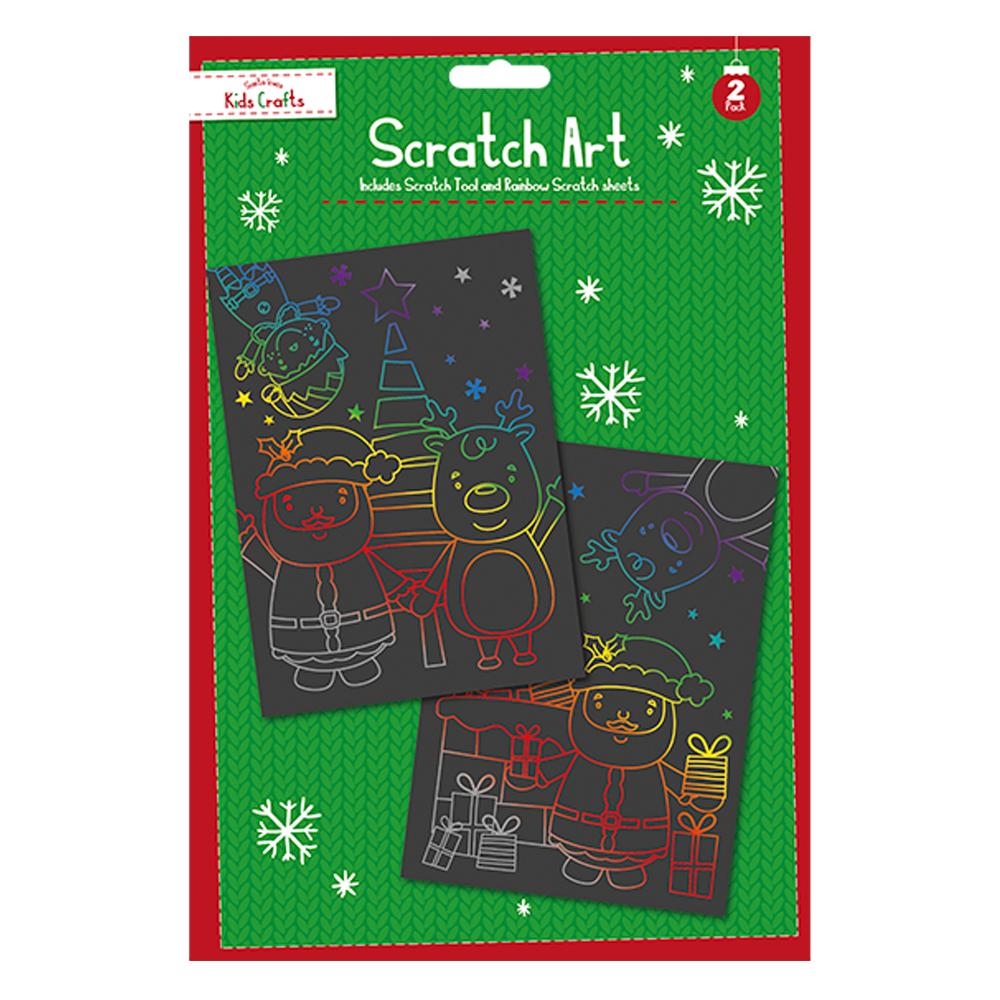 Christmas Scratch Art Set With Tool & Rainbow Sheets