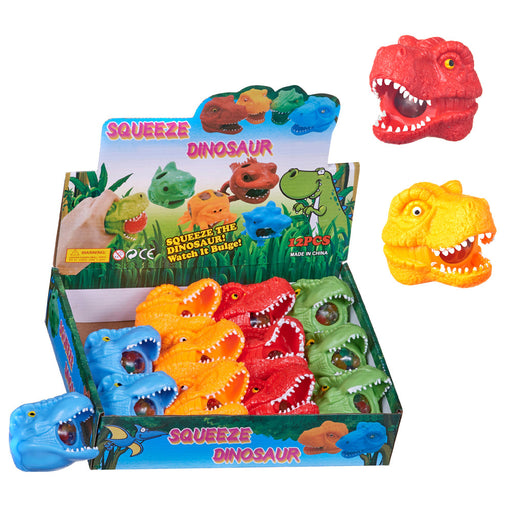 Squishy Dinosaur Head Squeeze Ball With Colour Beads