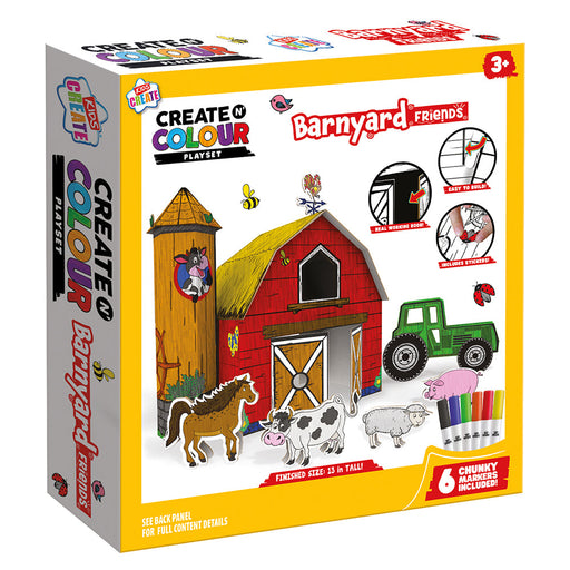 Kids Create N' Colour Barnyard Friends Buildable Play Set With Markers